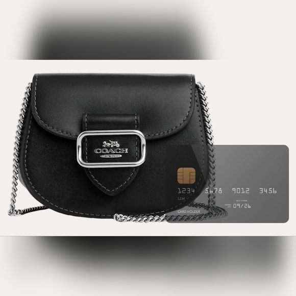 Coach Morgan Card Case On A Chain Blk NEW - Picture 4 of 11